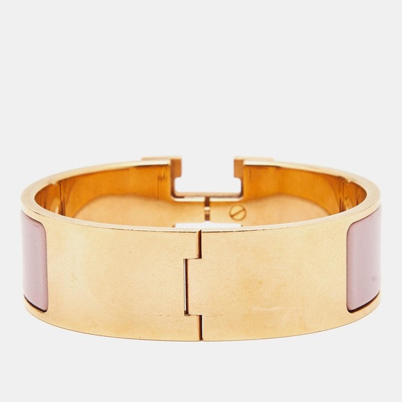 HERMES Clic Clac H Enamel Gold Plated Bracelet - Picture 3 of 6
